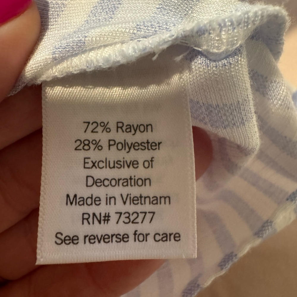 Croft & Barrow Light Blue and White Striped Button Down Shirt With Cap Sleeves - Picture 3 of 5